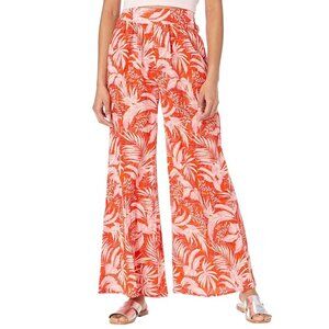 Rip Curl Sun Rays Wide Leg Beach Pants Tropical Palm Print